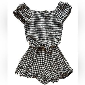 KOHL'S SO Brand Girls Romper Size L 10-12 Gingham‎ check plaid Boho Summer